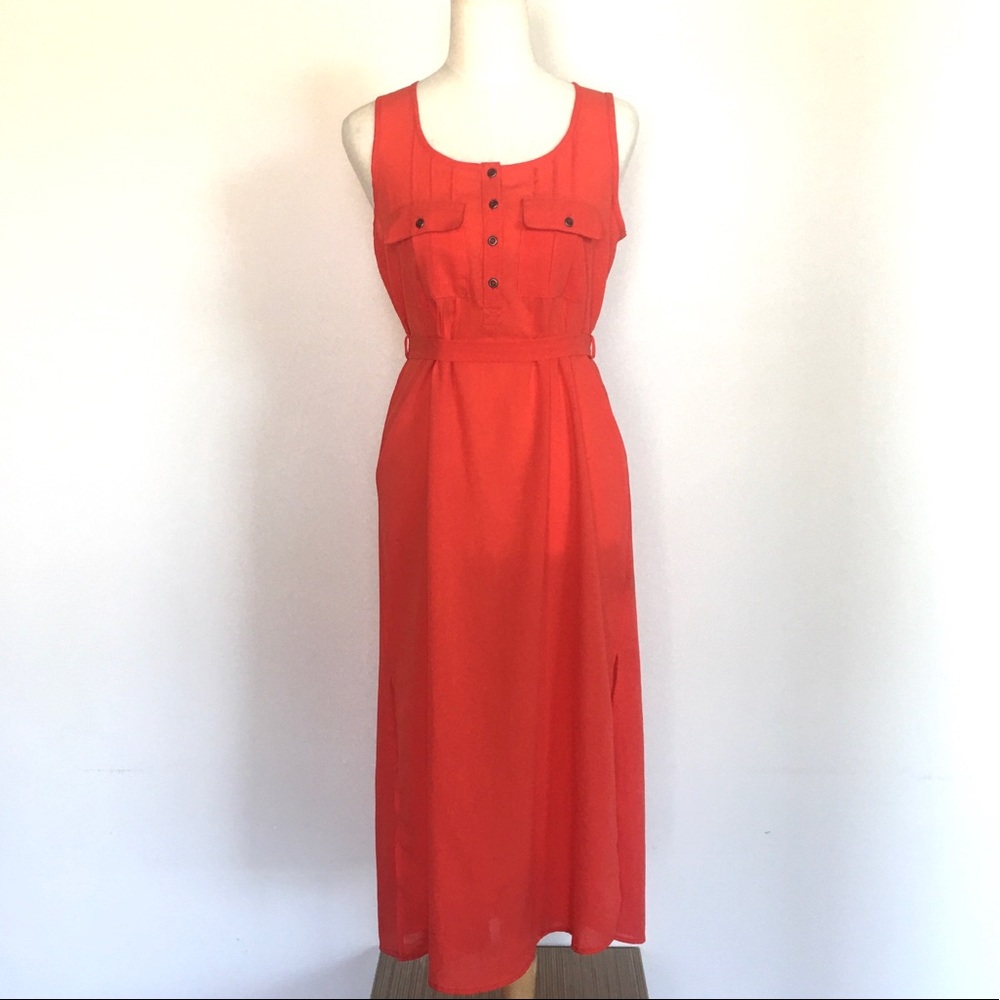 Orange Sleeveless Maxi Dress